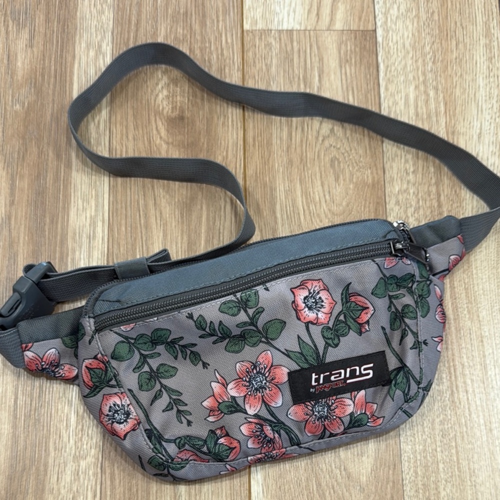 NWOT Jansport Gray and Pink Crossbody Bag with Sporty Flair